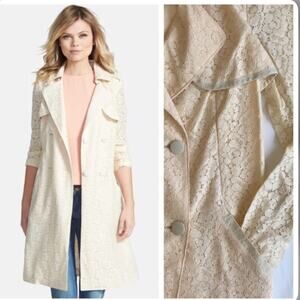 White Ivory lace trench coat